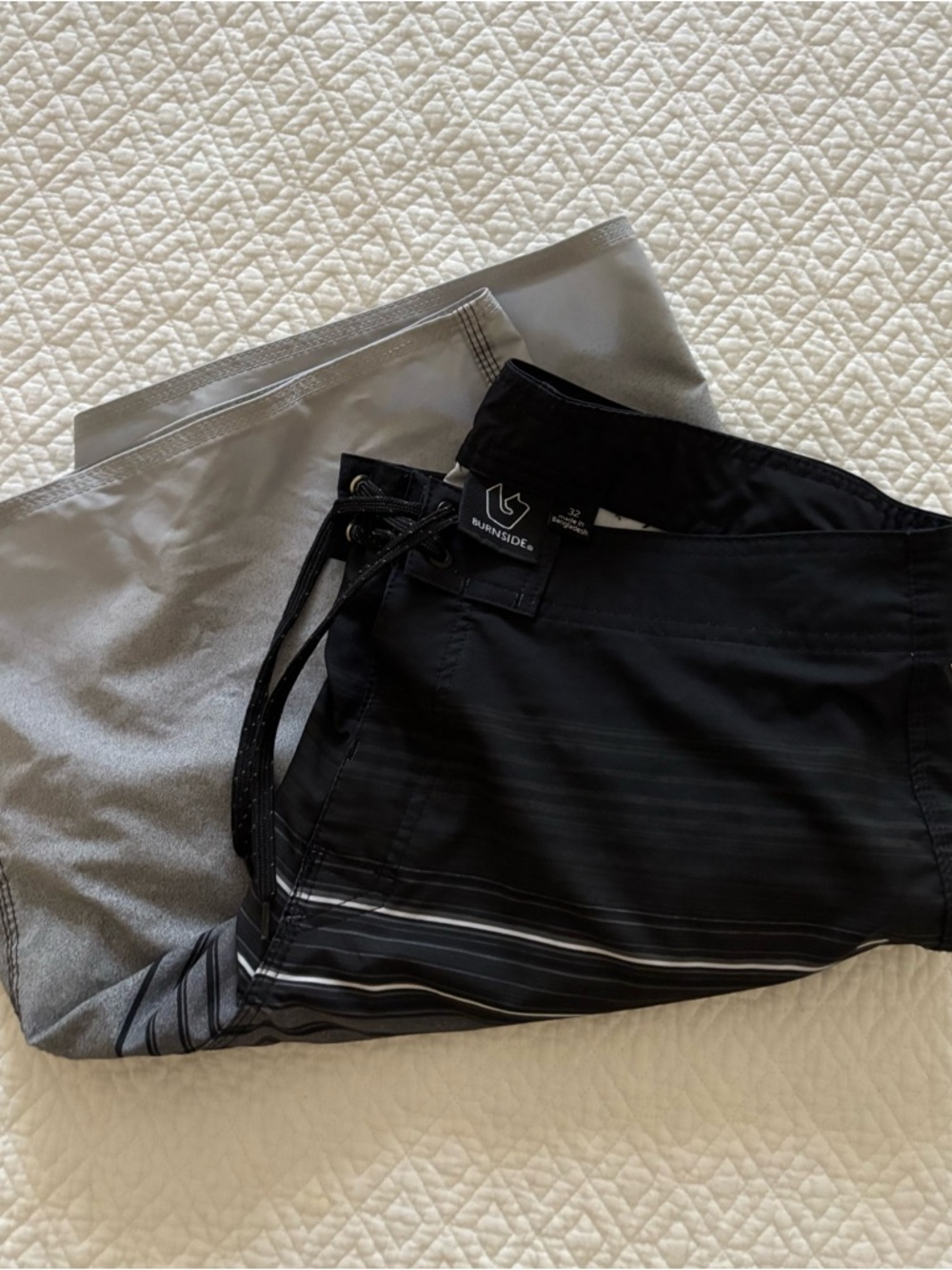 burnside Black and Gray Men’s Striped Board Shorts